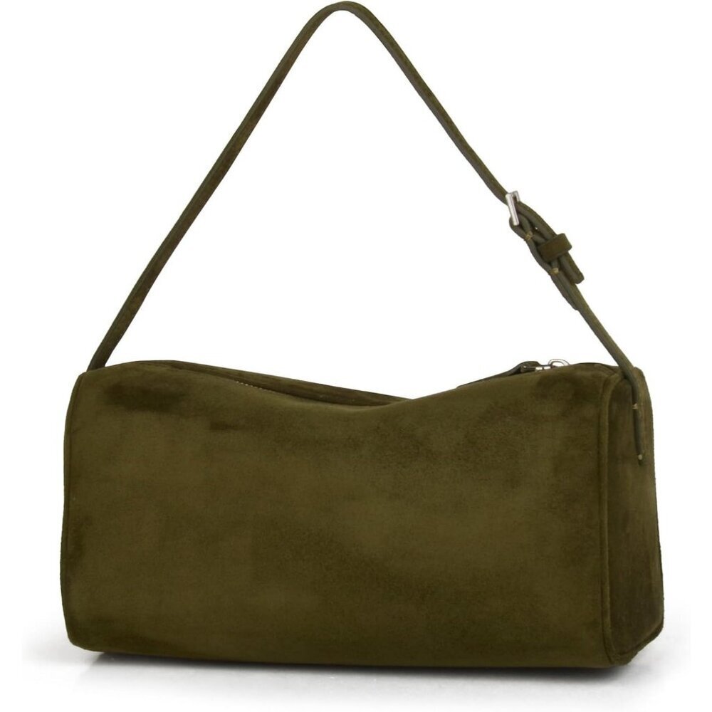 women Olive Suede Leather Smal Crossbody Hobo Shoulder Bag with Adjustable strap - Picture 1 of 7
